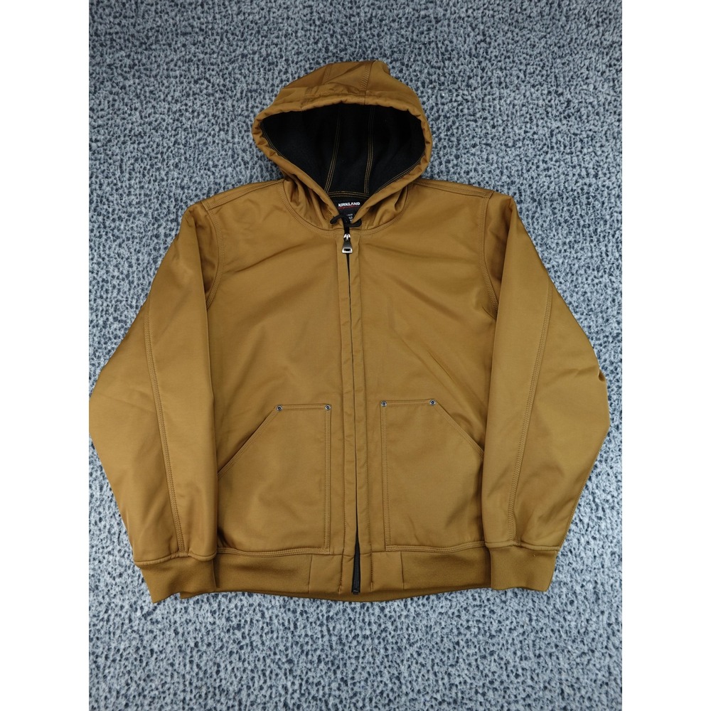 Kirkland Heavy Duty Hooded Jacket Mens XL Brown Fleece Lined Workwear